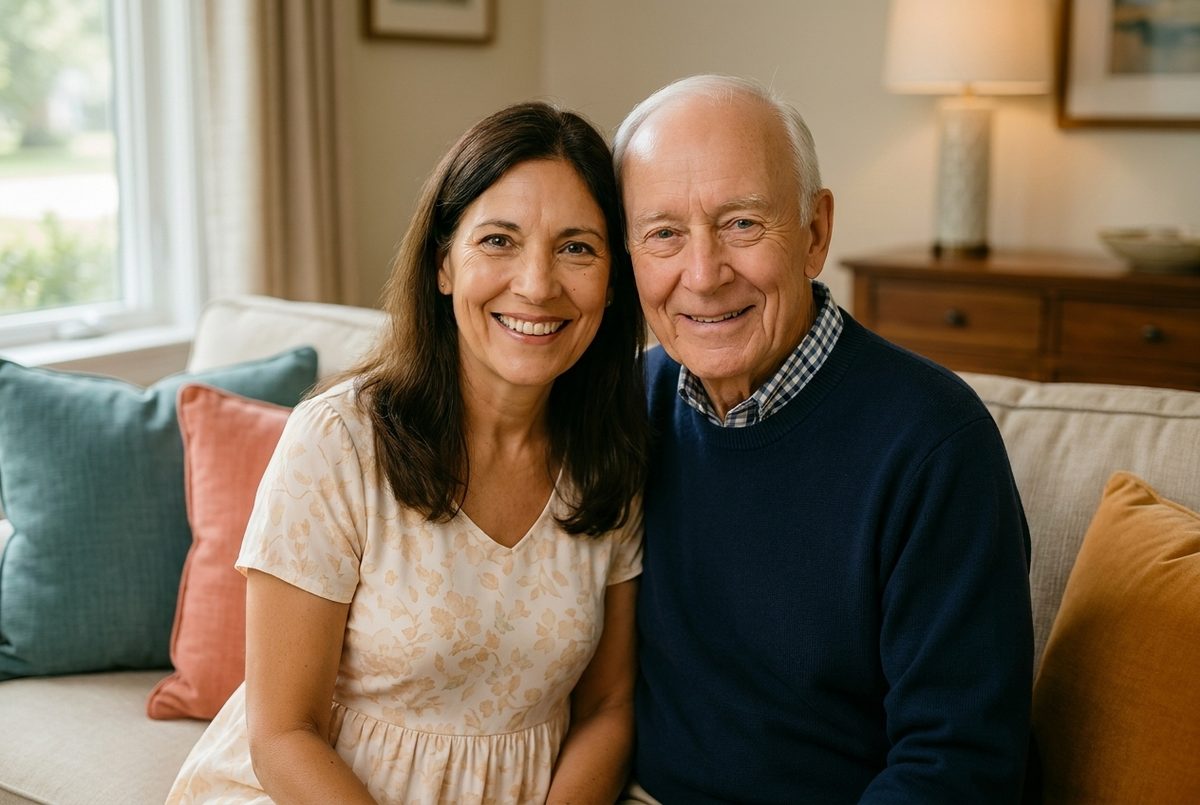 Cindy and Bob, smiling together at home