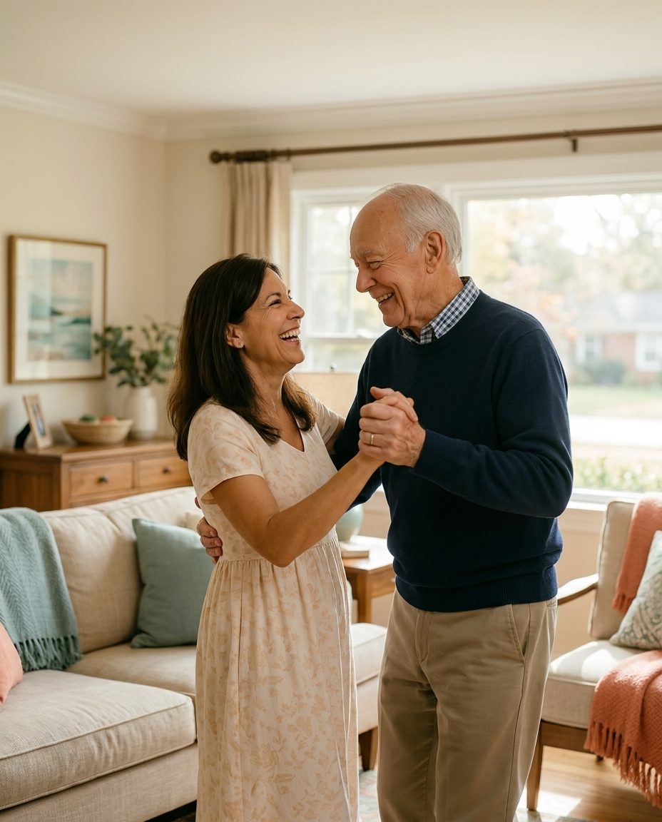 Cindy and Bob enjoying time together at home